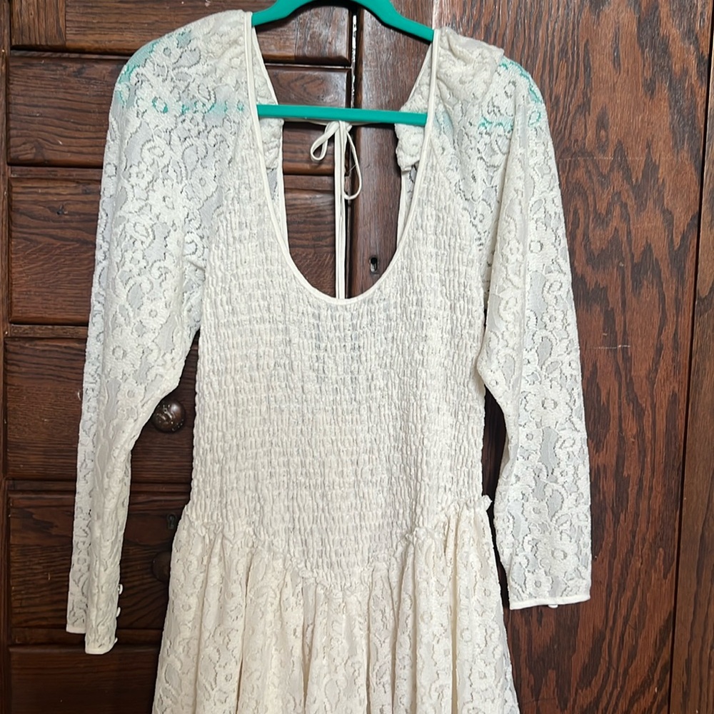 Free People Cream Lace Mini Dress